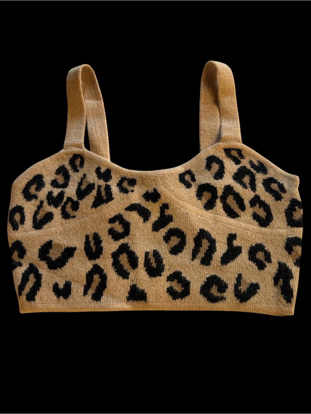 Grey Lab Los Angeles Leopard Print Bustier Knit Sweater Crop NWT